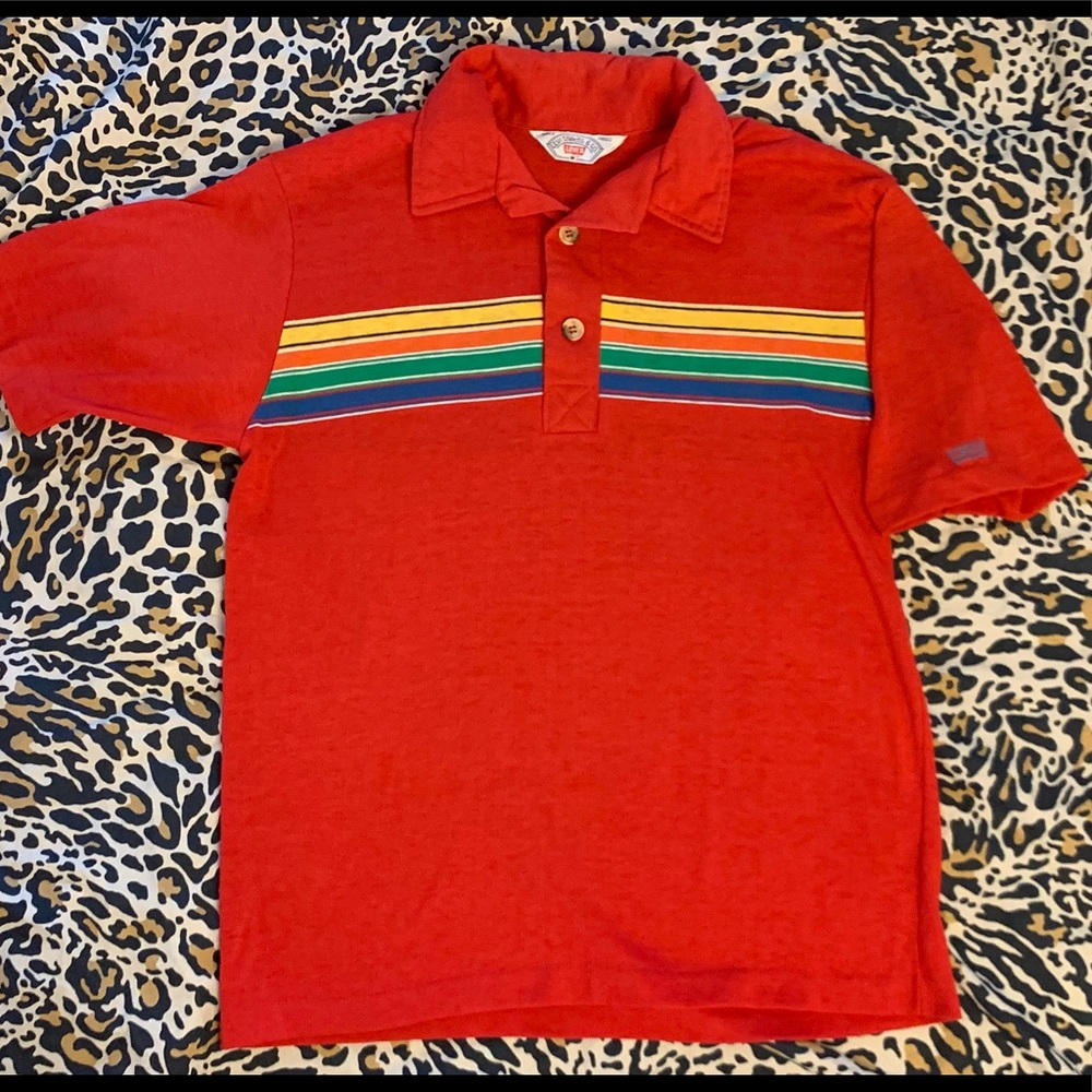 Vintage ‘70’s / 80’s Levi’s red rainbow polo shirt